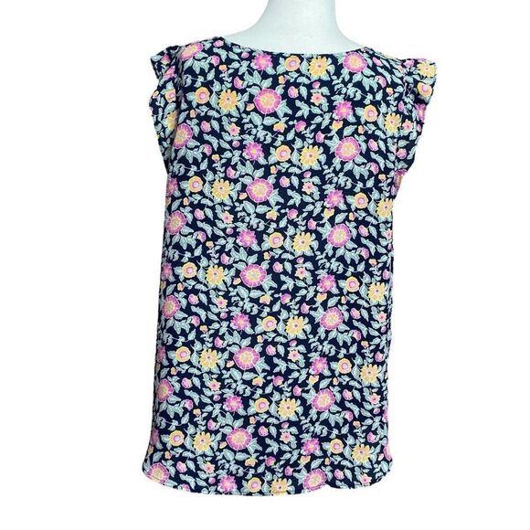 Loft Floral Blouse Ruffle Sleeve Size Large - Picture 3 of 6